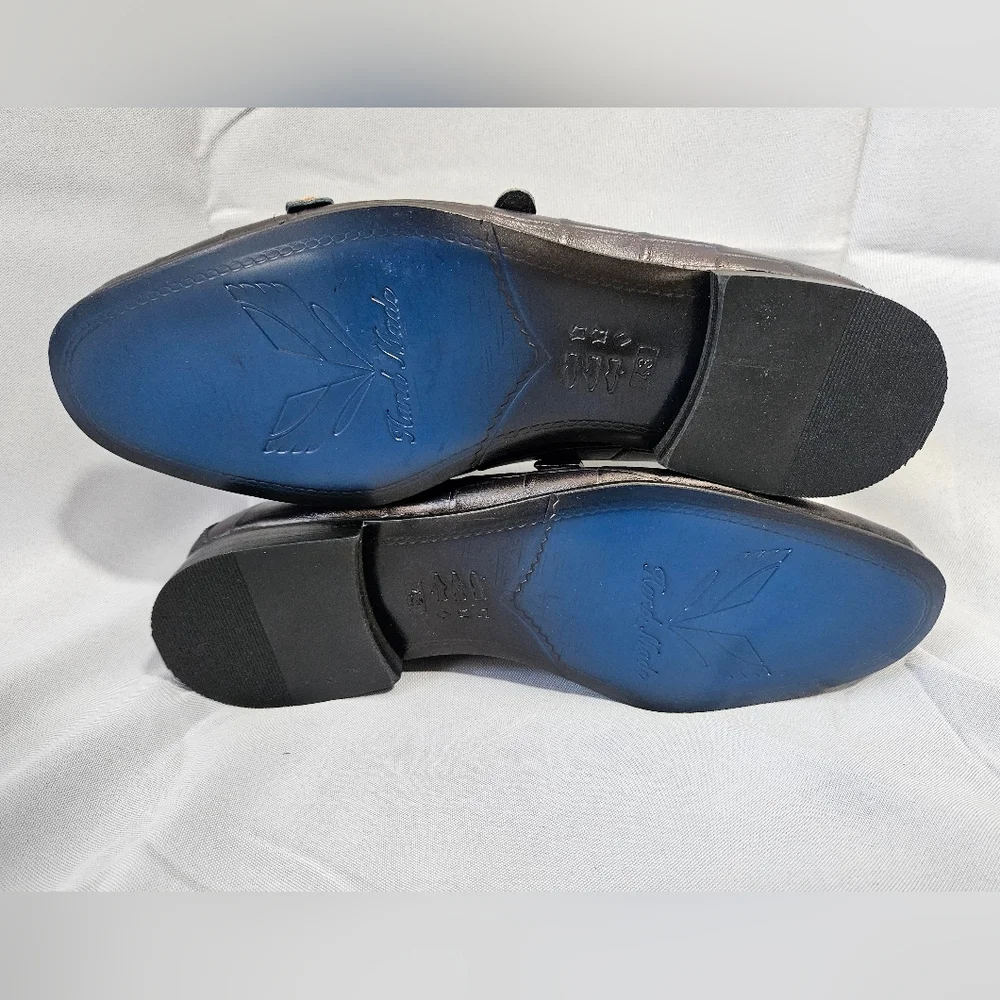 Sardinelli Barletta Italy Quiet Luxury Navy Double Monk Strap Loafers Sz 43/10